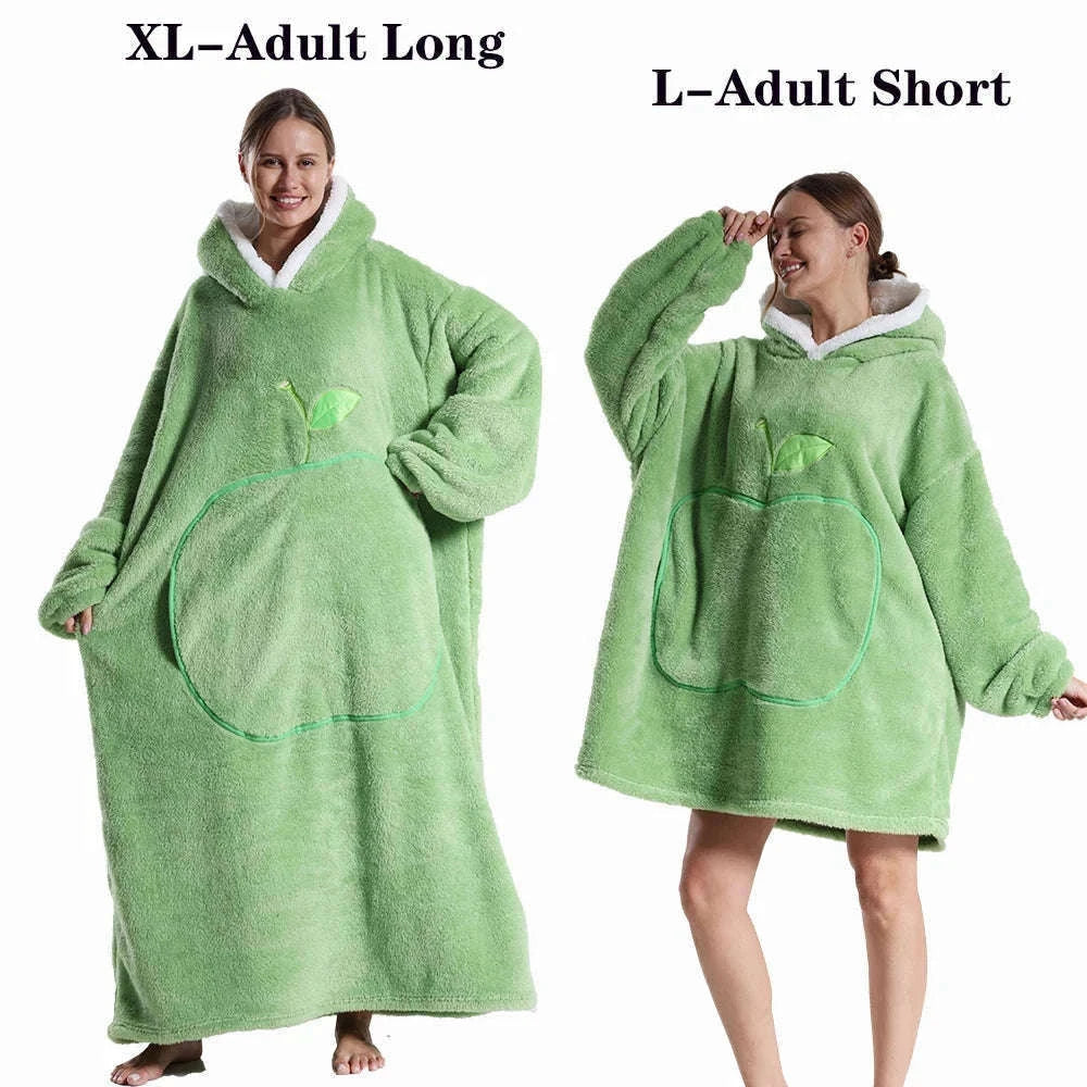 Plush Fleece Blanket Hoodie for Men and Women-FH141 / XL Length 140cm