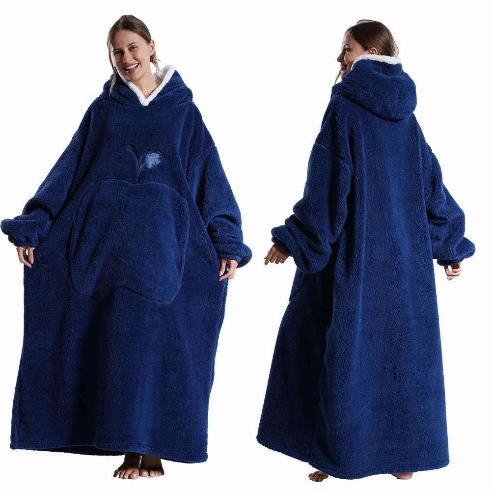 Plush Fleece Blanket Hoodie for Men and Women-FH141 / XL Length 140cm