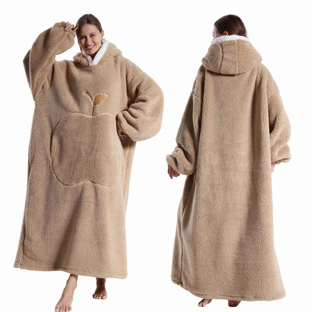 Plush Fleece Blanket Hoodie for Men and Women-FH141 / XL Length 140cm