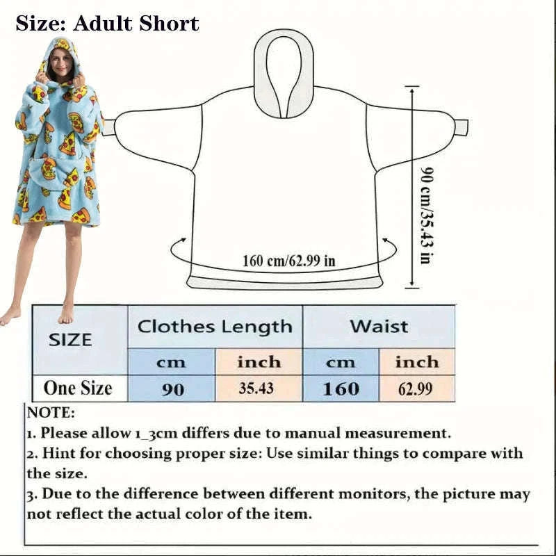 Plush Fleece Blanket Hoodie for Men and Women-FH141 / XL Length 140cm