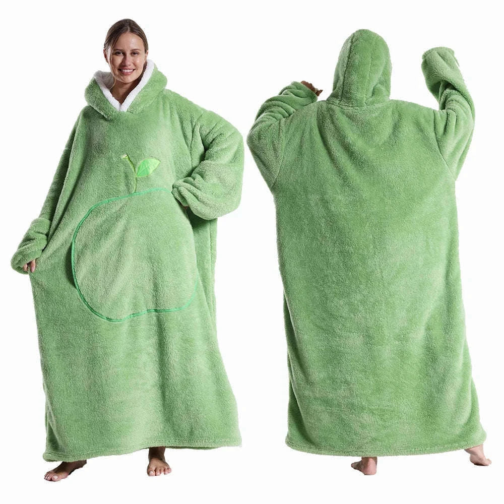 Plush Fleece Blanket Hoodie for Men and Women-FH141 / XL Length 140cm