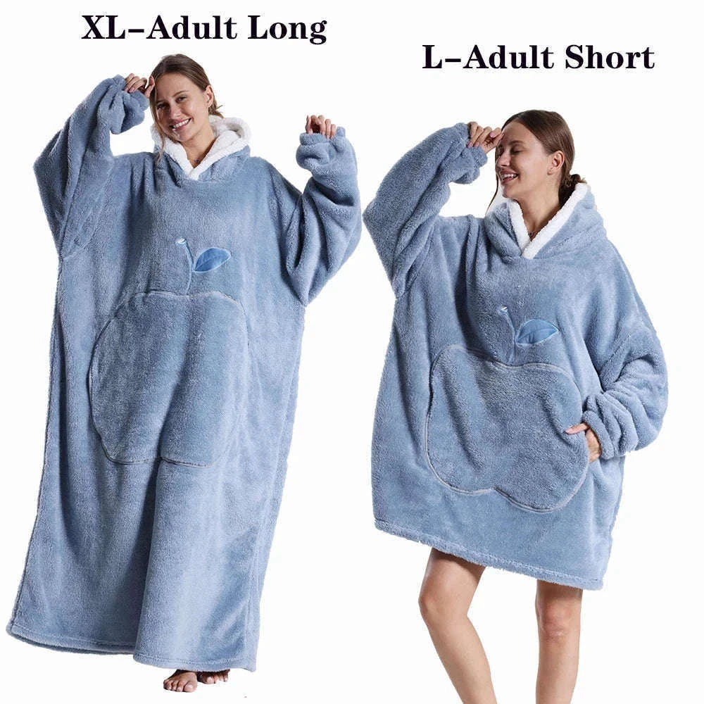 Plush Fleece Blanket Hoodie for Men and Women-FH141 / XL Length 140cm
