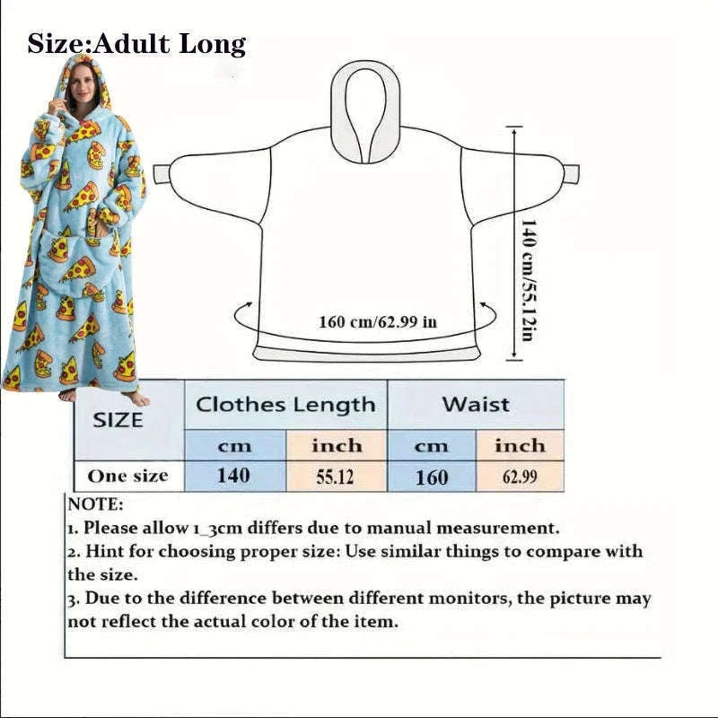 Plush Fleece Blanket Hoodie for Men and Women-FH141 / XL Length 140cm