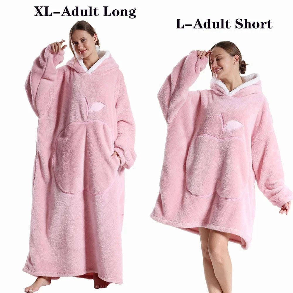 Plush Fleece Blanket Hoodie for Men and Women-FH141 / XL Length 140cm