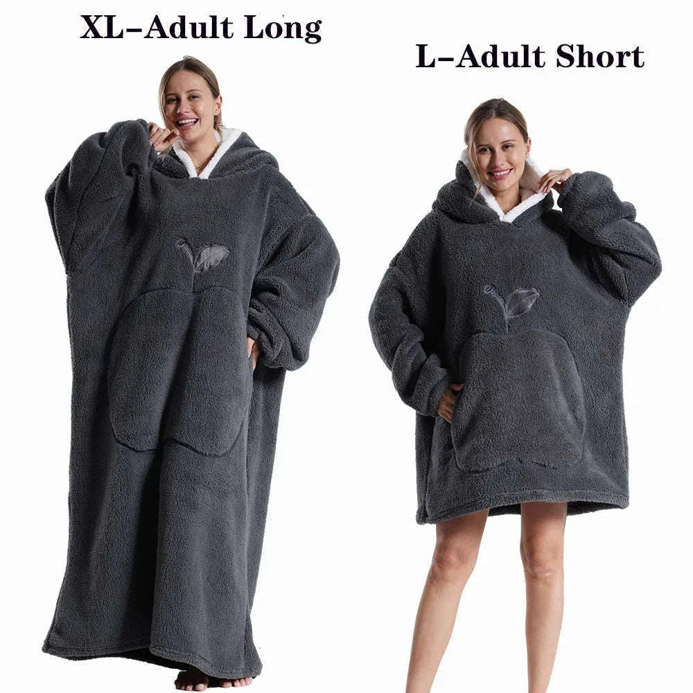 Plush Fleece Blanket Hoodie for Men and Women-FH141 / XL Length 140cm