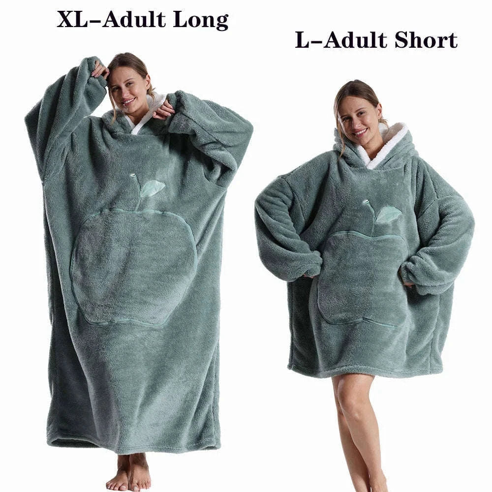 Plush Fleece Blanket Hoodie for Men and Women-FH141 / XL Length 140cm