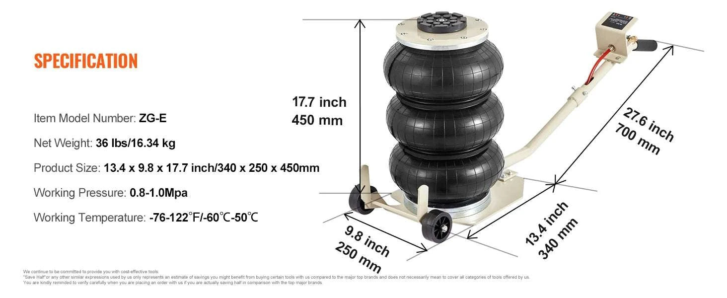 Pneumatic Air Bag Car Jack 3 Ton Quick Lift with Wheels-3T Adjustable red / United States