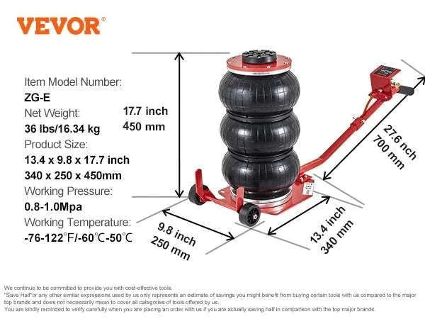 Pneumatic Air Bag Car Jack 3 Ton Quick Lift with Wheels-3T Adjustable red / United States