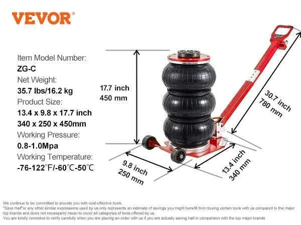 Pneumatic Air Bag Car Jack 3 Ton Quick Lift with Wheels-3T Adjustable red / United States