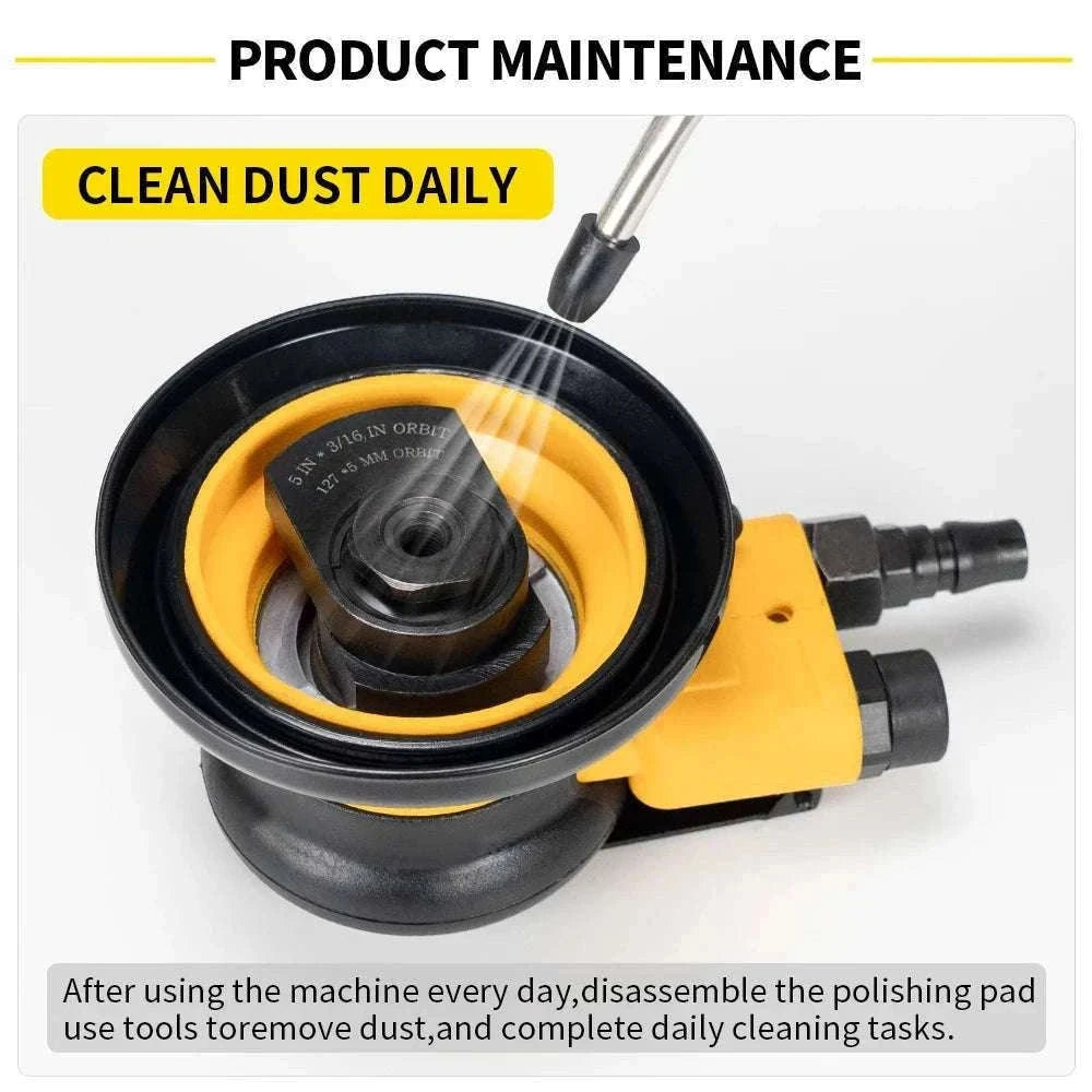 Pneumatic Orbital Sander 5"/6" 10000RPM Air Polisher EU Connector-5inch no Vacuum