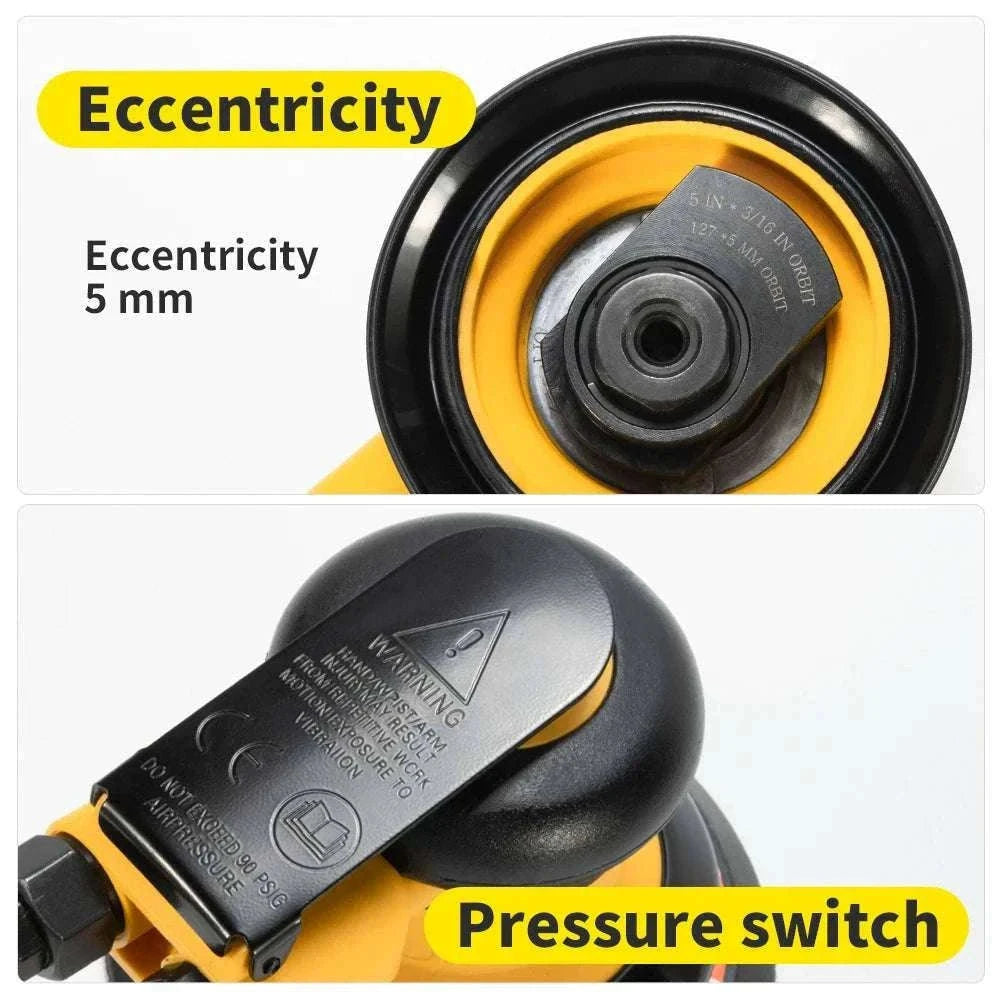 Pneumatic Orbital Sander 5"/6" 10000RPM Air Polisher EU Connector-5inch no Vacuum