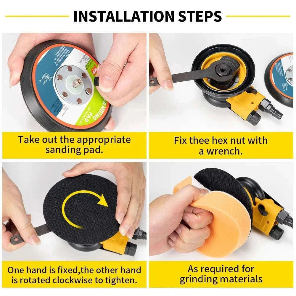 Pneumatic Orbital Sander 5"/6" 10000RPM Air Polisher EU Connector-5inch no Vacuum
