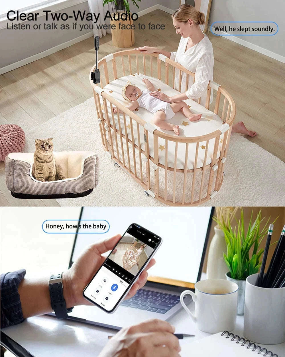 PNZEO Compact Indoor Plug-in Smart Security Camera-W8