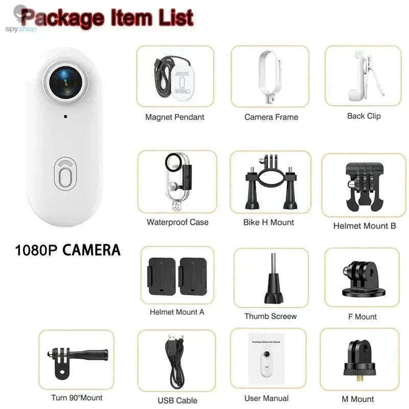Pocket 4K Mini Camera with Magnetic Mounts-UHD Pro 4K (White) / With 32G TF Card / China Mainland