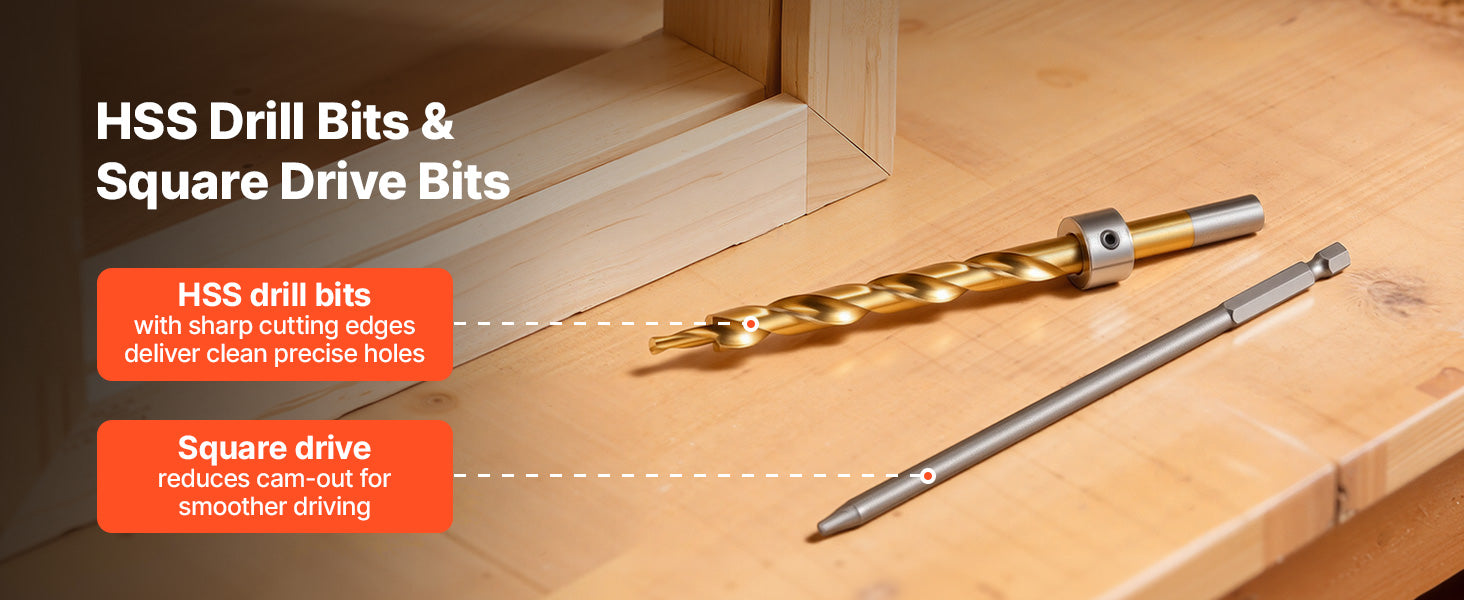 Pocket Hole Jig Kit Adjustable 360° Rotating Handle with 260 Screws