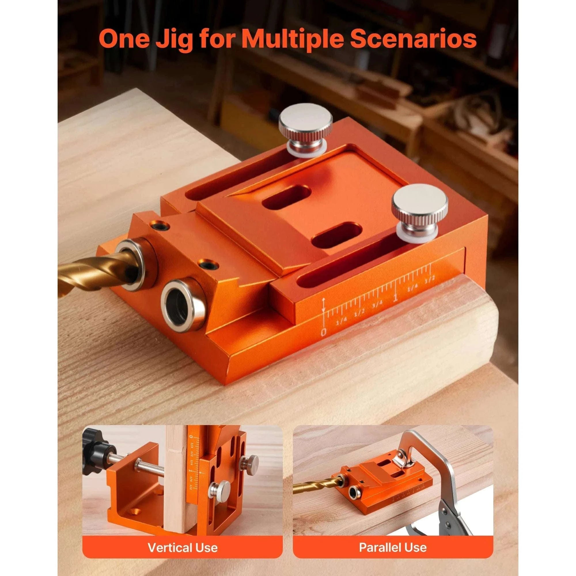 Pocket Hole Jig Kit for Woodworking – Adjustable Drill Guide System-TypeA / United States