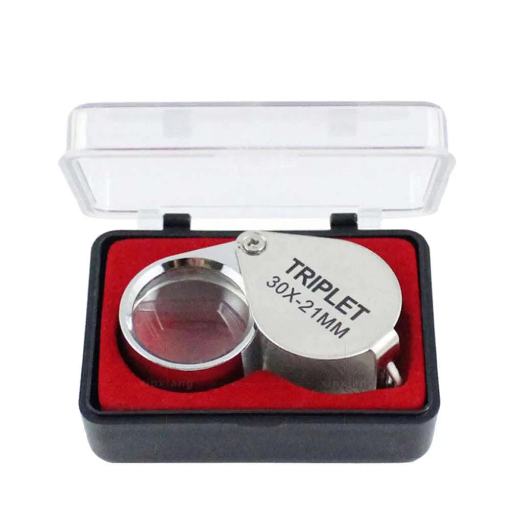 Pocket Jewelry Loupe 30X Magnifier for Jewellers and Collectors-Silver