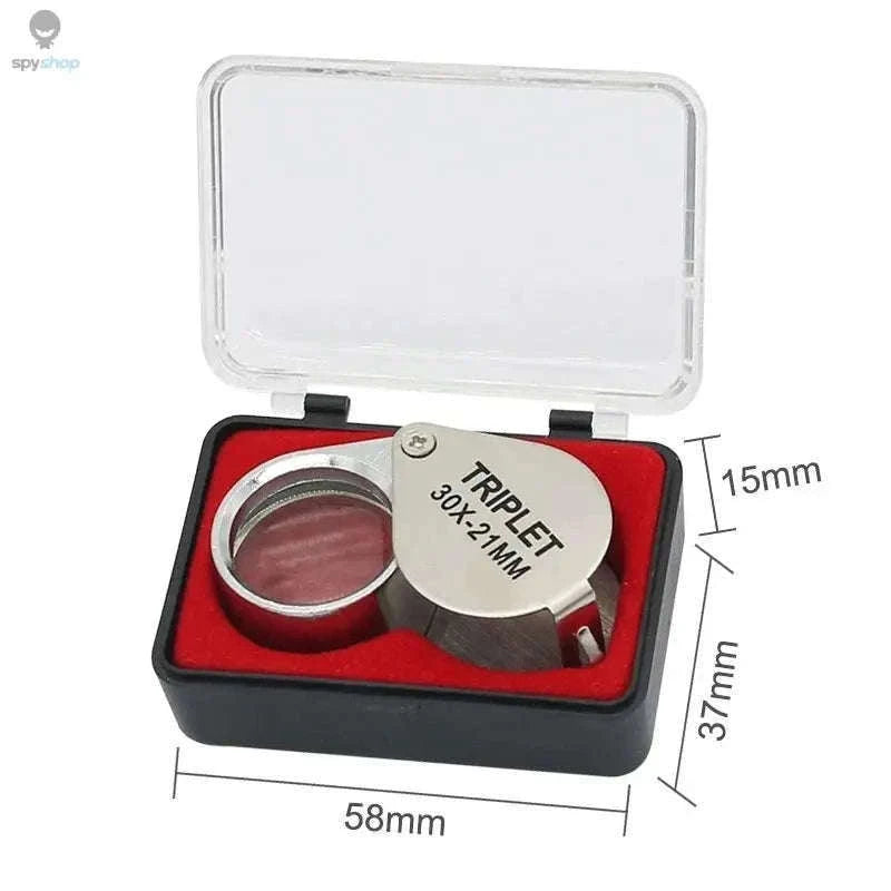 Pocket Loupe Magnifier 10–30X Triplet Lens for Detail Inspection-Silver 20X