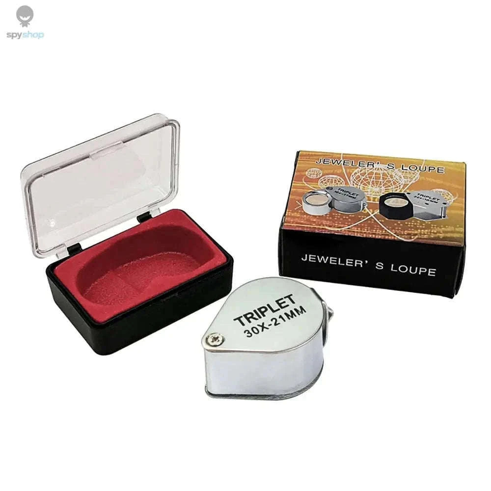 Pocket Loupe Magnifier 10–30X Triplet Lens for Detail Inspection-Silver 20X