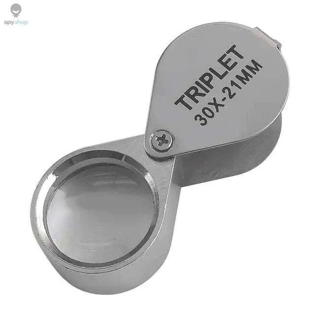 Pocket Loupe Magnifier 10–30X Triplet Lens for Detail Inspection-Silver 20X
