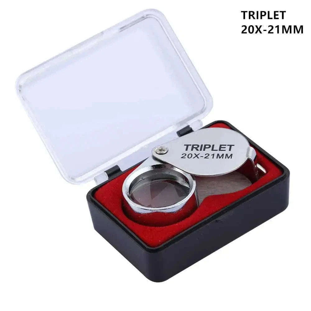 Pocket Loupe Magnifier 10–30X Triplet Lens for Detail Inspection-Silver 20X