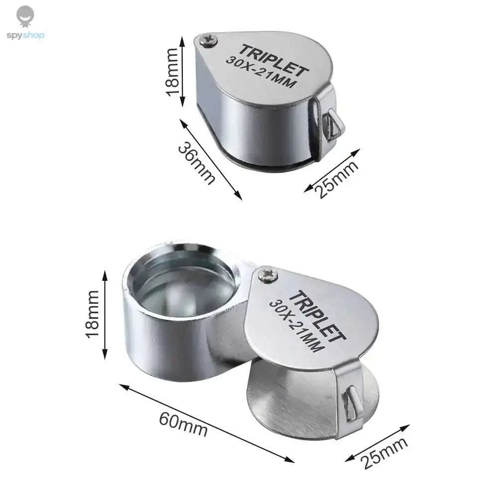 Pocket Loupe Magnifier – 10–30X Triplet Lens for Precision Viewing-Silver 20X