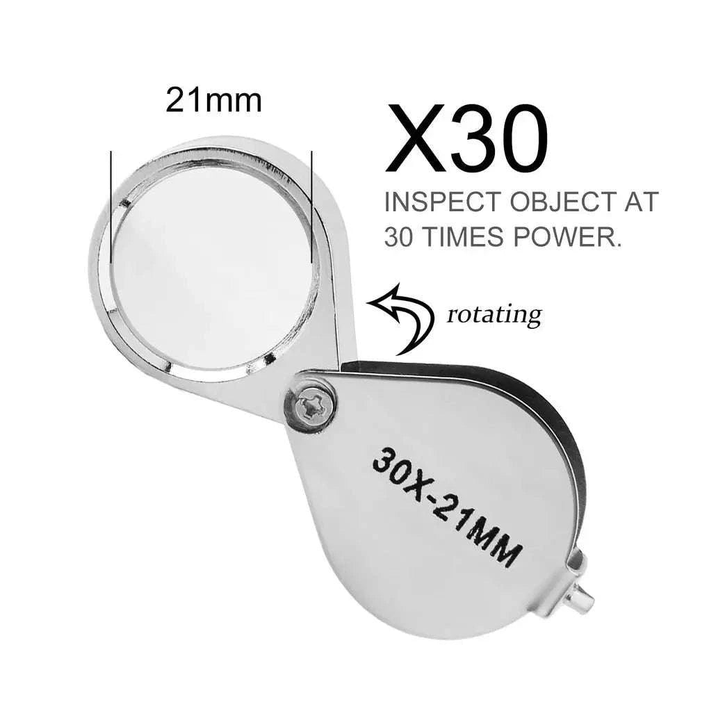 Pocket Loupe Magnifier – 10–30X Triplet Lens for Precision Viewing-Silver 20X