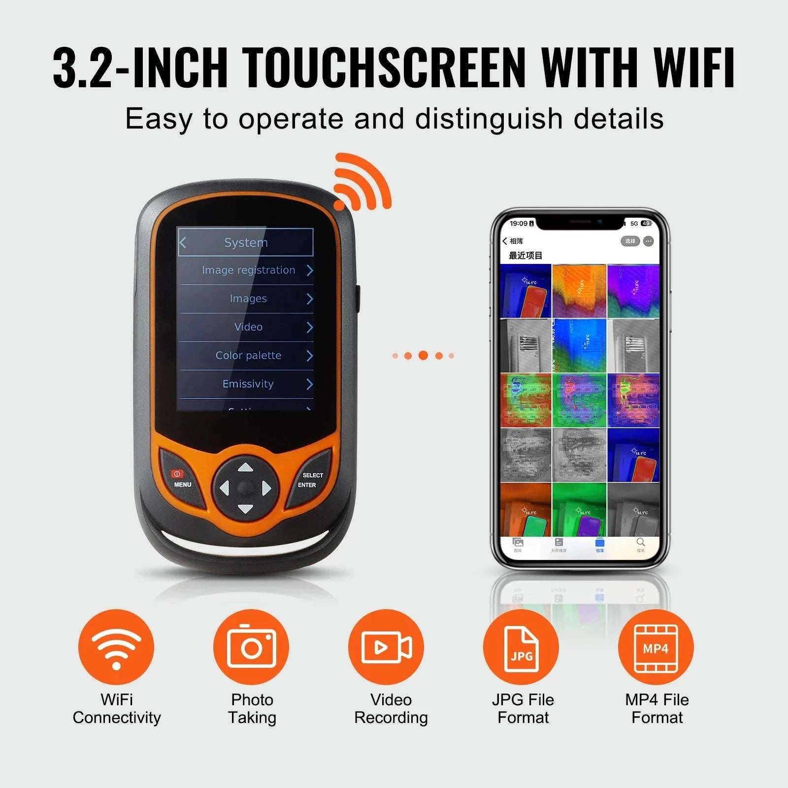 Pocket Thermal Imaging Camera 256x192 with WiFi & 3.2" Touchscreen-256x192 wifi / United States