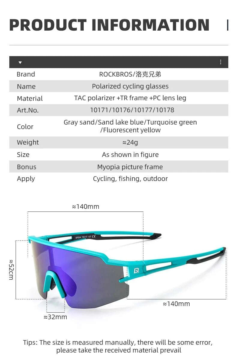 Polarized Photochromic Cycling Sunglasses UV400 TR90 Frame-10171 Polarized / Polarized / United States