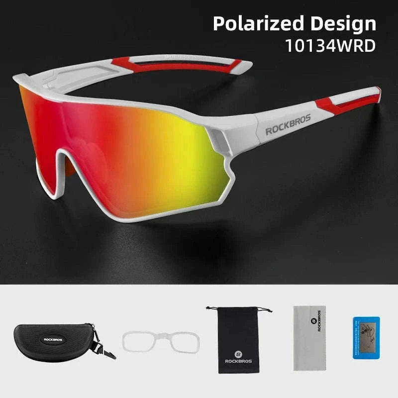 Polarized UV400 Cycling Sunglasses Large Frame TR90 Sport Glasses-10134WRD / Polarized / One Size