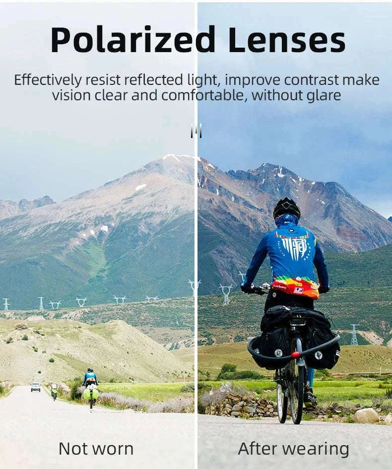 Polarized UV400 Cycling Sunglasses Large Frame TR90 Sport Glasses-10134WRD / Polarized / One Size