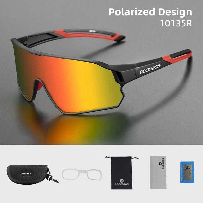 Polarized UV400 Cycling Sunglasses Large Frame TR90 Sport Glasses-10134WRD / Polarized / One Size