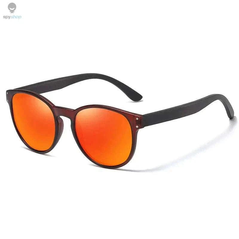 Polarized Wooden Oval Sunglasses for Men and Women-green / wine red