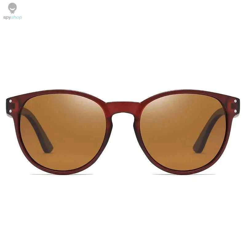 Polarized Wooden Oval Sunglasses for Men & Women-green / wine red