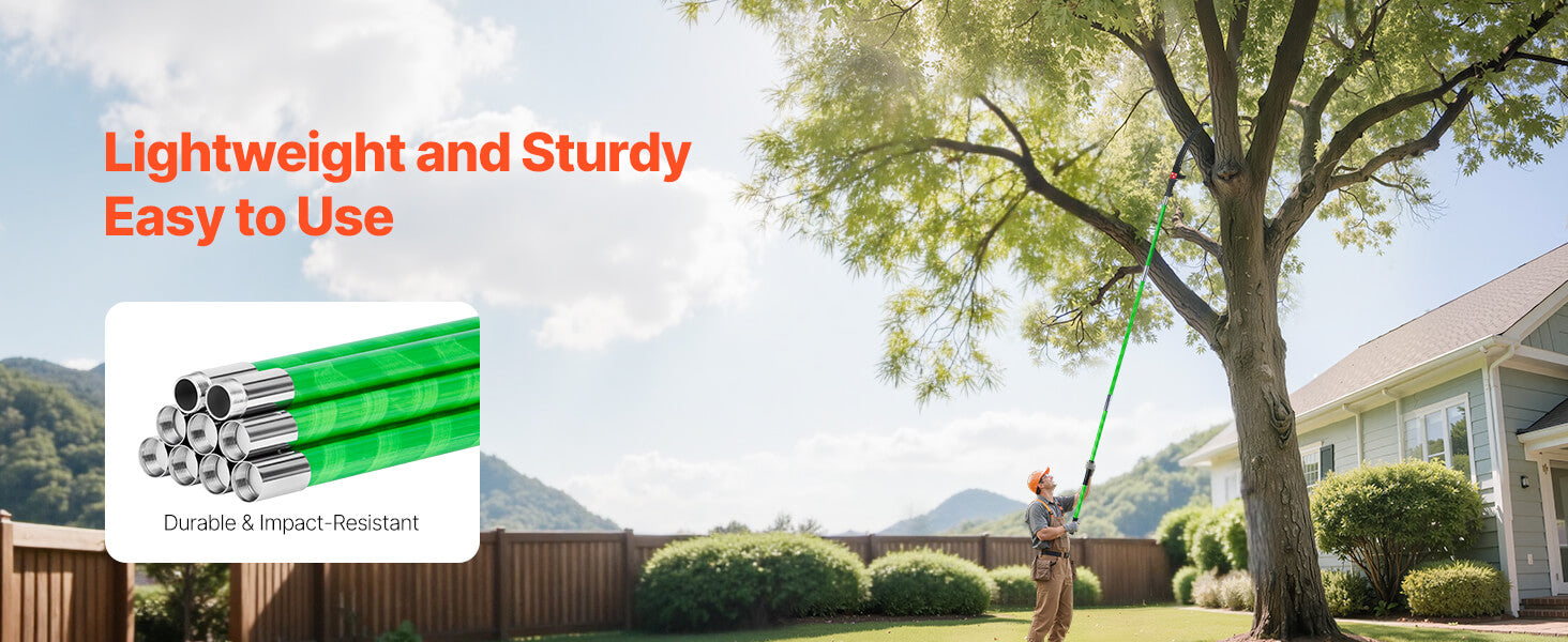 SucceBuy manuálny pílka na stĺp Pole Saw 3,87–27 ft Rozšíriteľná vetvička Pruner ostrý 65Mn oceľový list Sklenená sklenená násada na tyč pre strihanie vysokých konárov