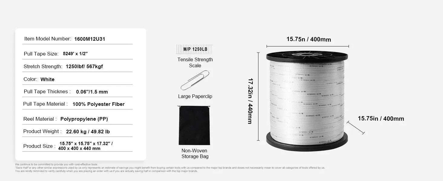 Polyester Pull Tape Flat Rope for Cable Pulling and Conduit Work-