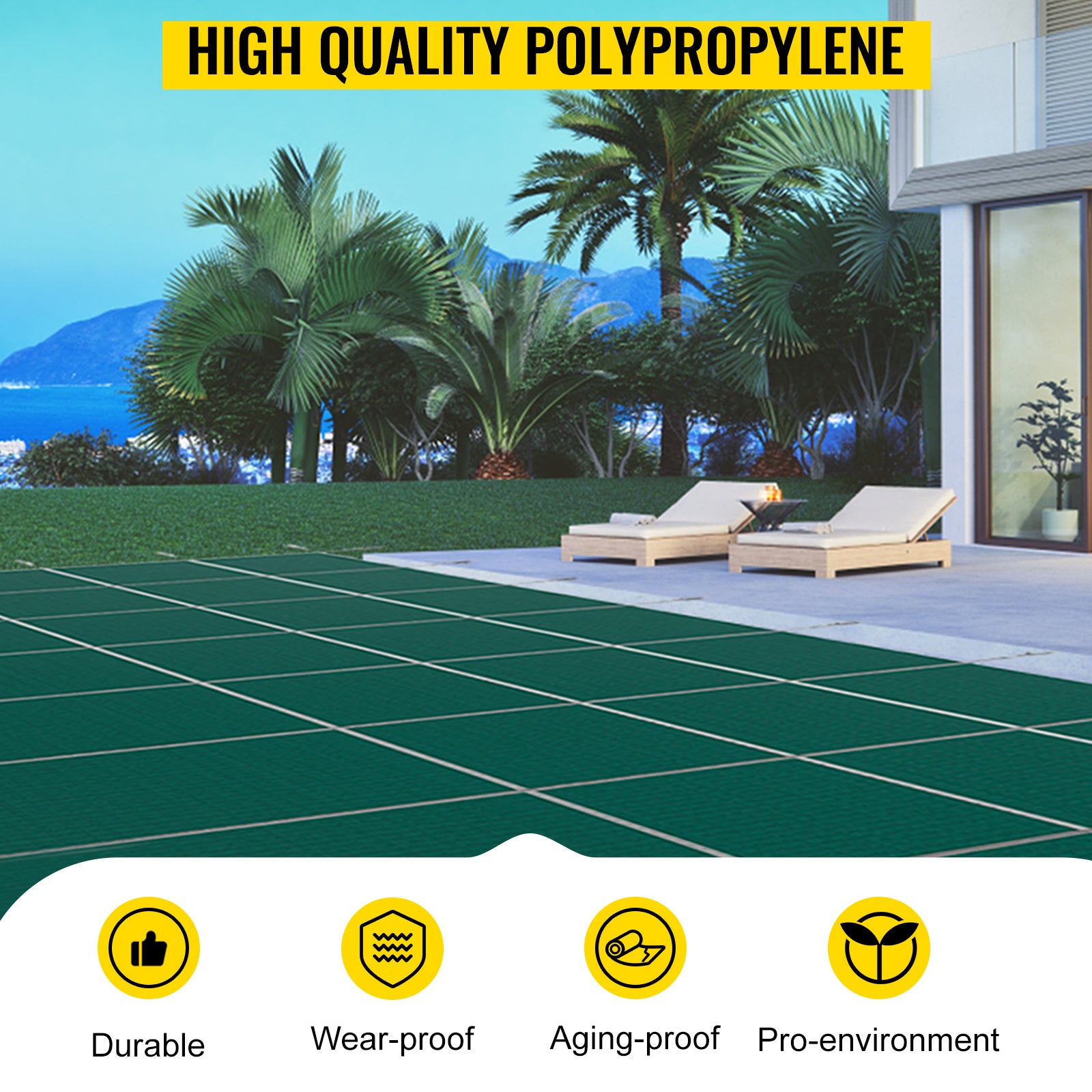 Bezpečnostný kryt na zapustený bazén 16x28 ft sieťovina zimná ochrana