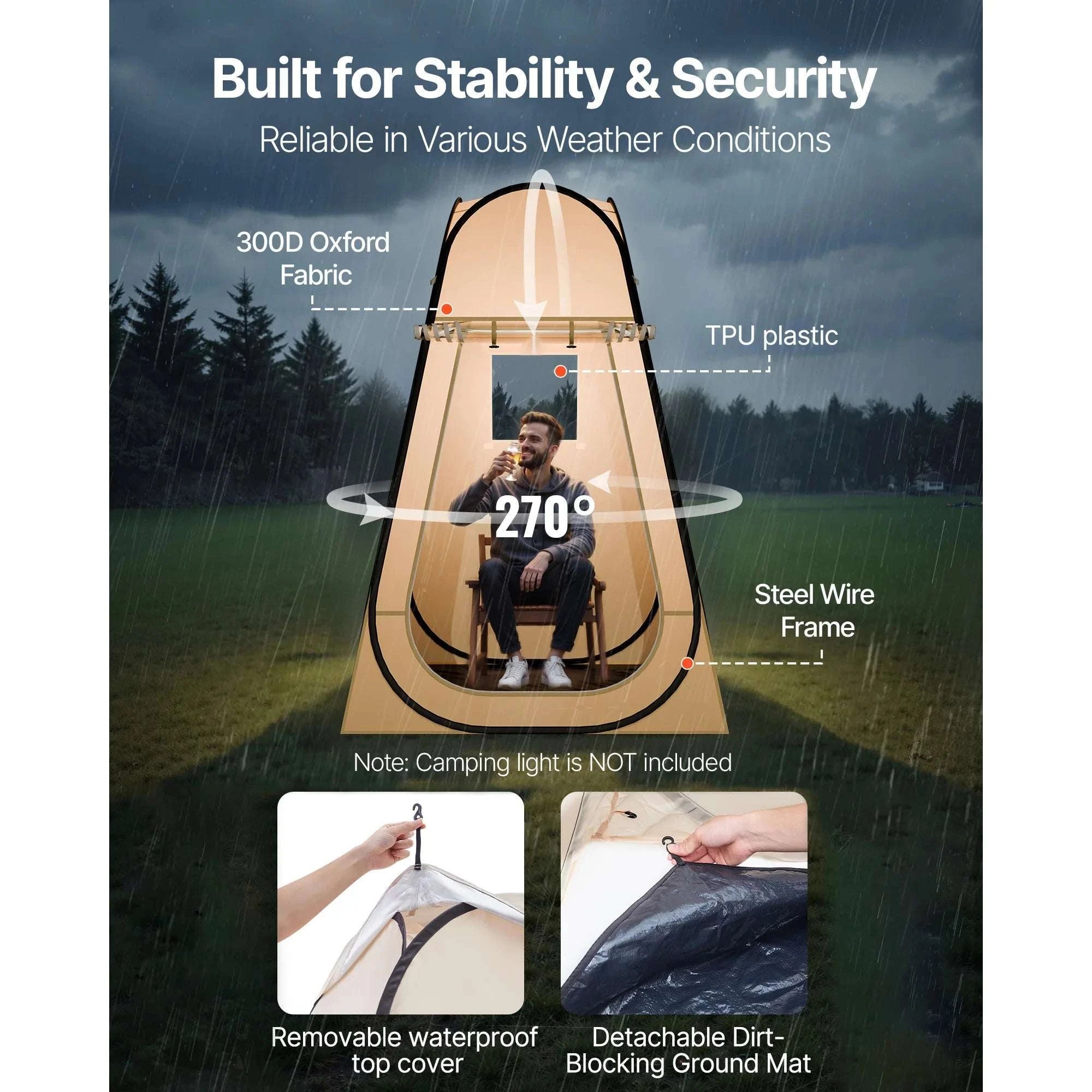 Pop-Up Clear Sports Tent Waterproof Pod with Floor & Cover-47x47inch / United States