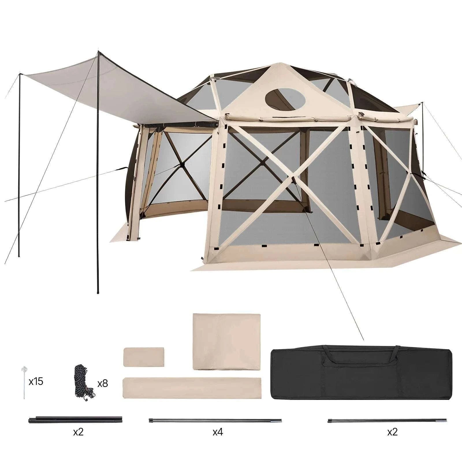 Pop-Up Gazebo Screen Tent with Removable Canopy for Camping-12x12ft Green / United States