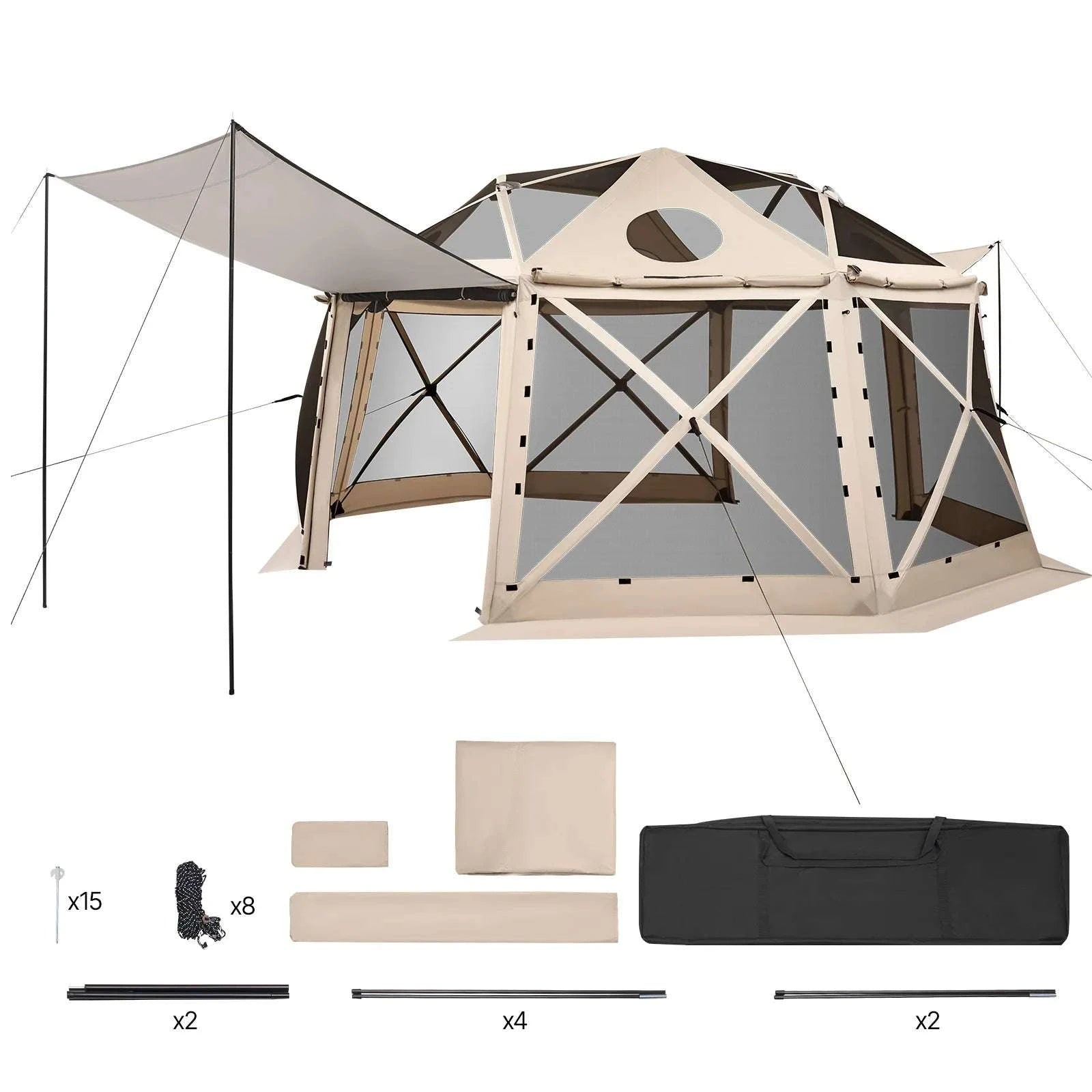 Pop-Up Gazebo Screen Tent with Removable Canopy for Camping-12x12ft Green / United States