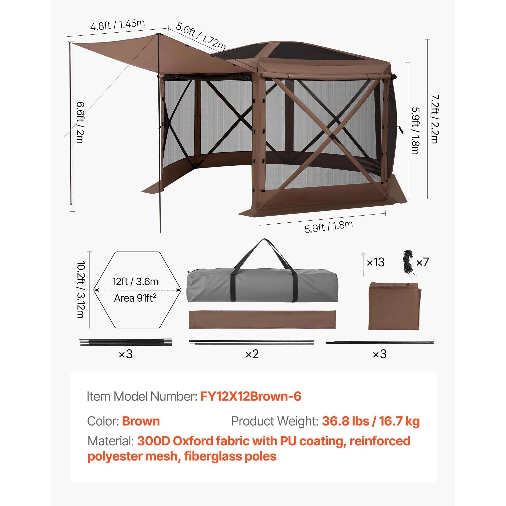 Pop-Up Gazebo Screen Tent with Removable Canopy for Camping-12x12ft Green / United States