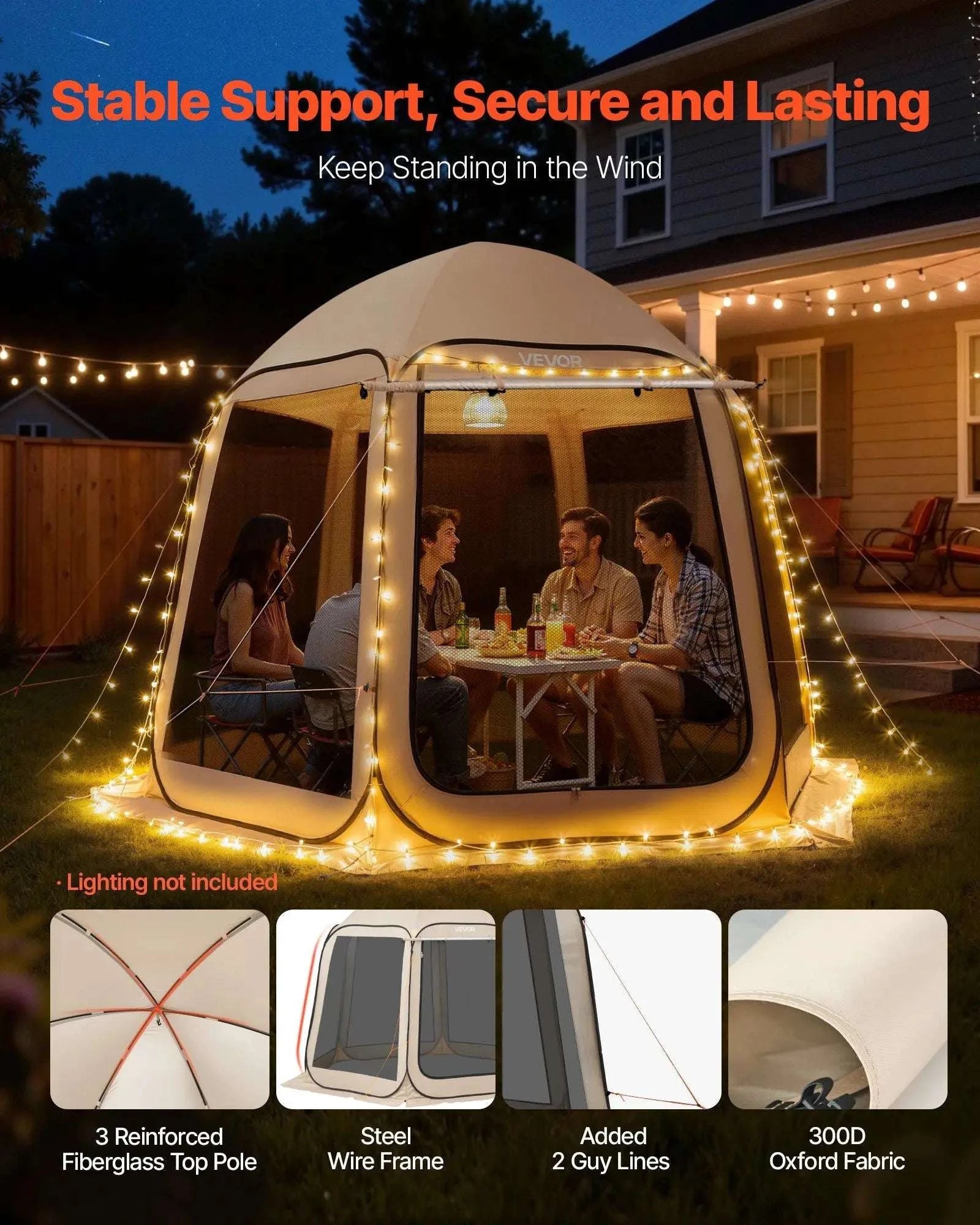 Pop Up Screen House Tent 10x9.2 ft with Awning for 4-8 People-United States