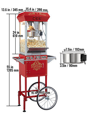 Commercial Electric Popcorn Machine 8/12 Oz High Output Popper