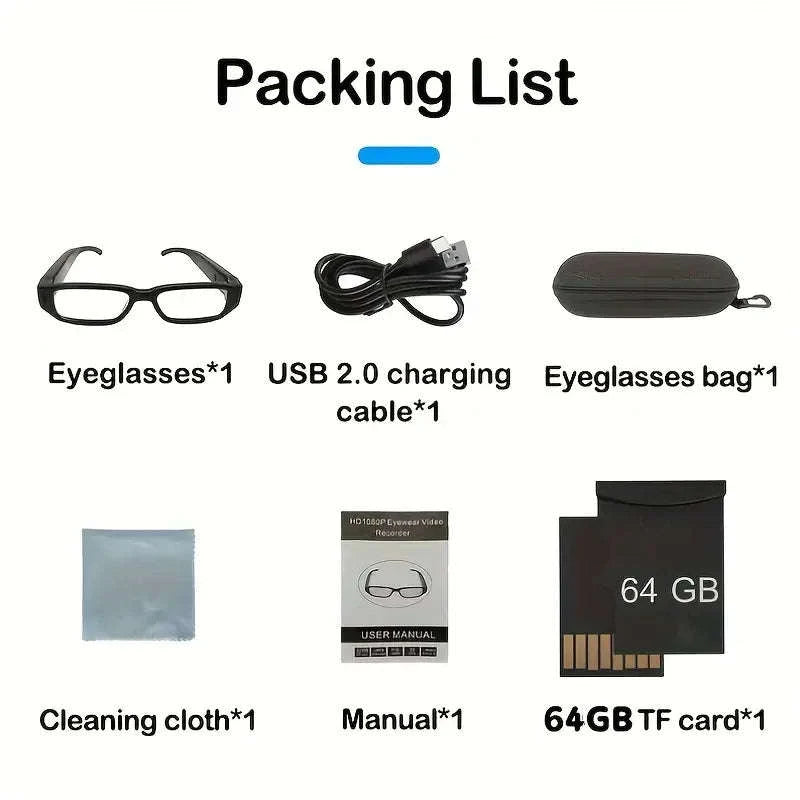 Portable 1080P HD Mini Glasses Camera-Glasses A