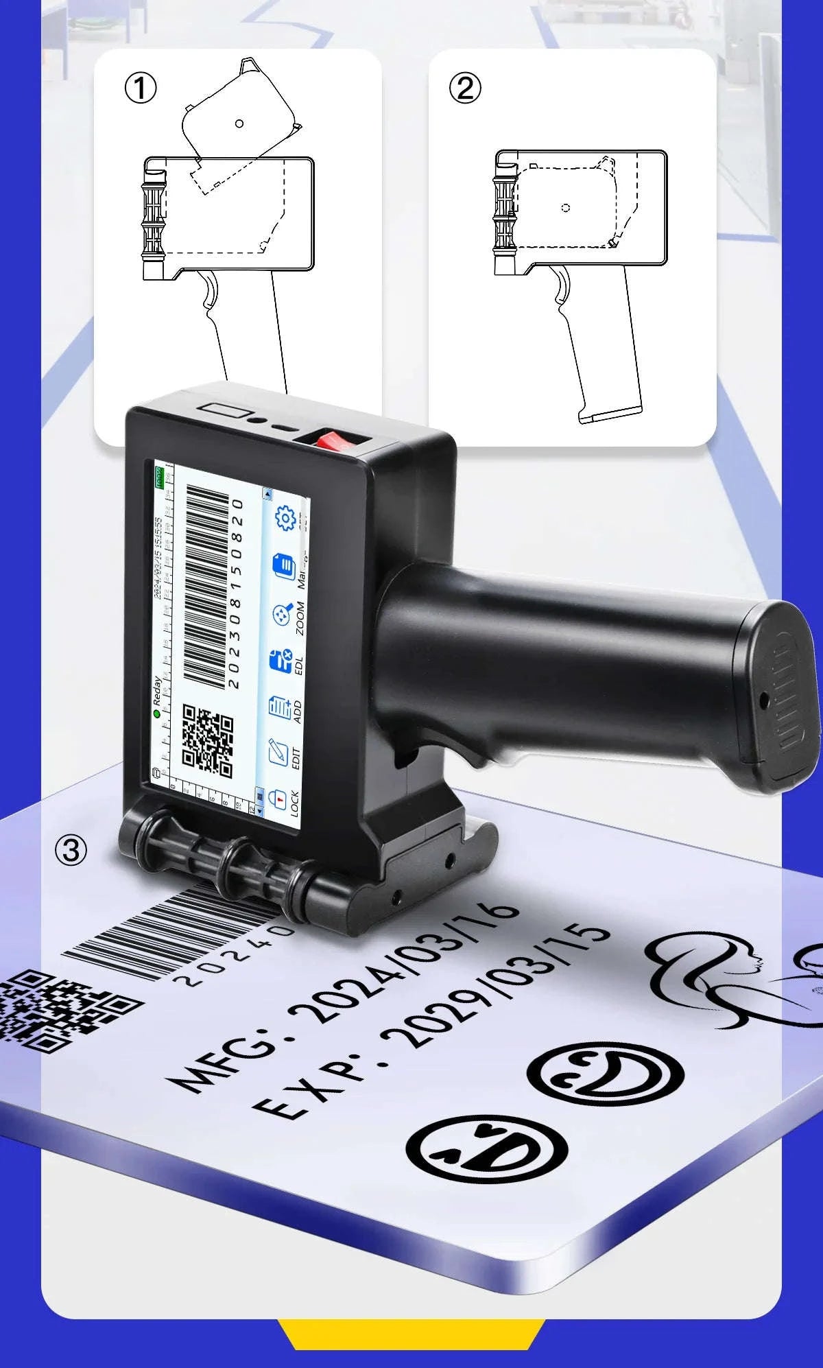 Portable 12.7mm Inkjet Printer for Expiry Dates, Barcodes & QR Codes-printer / China Mainland