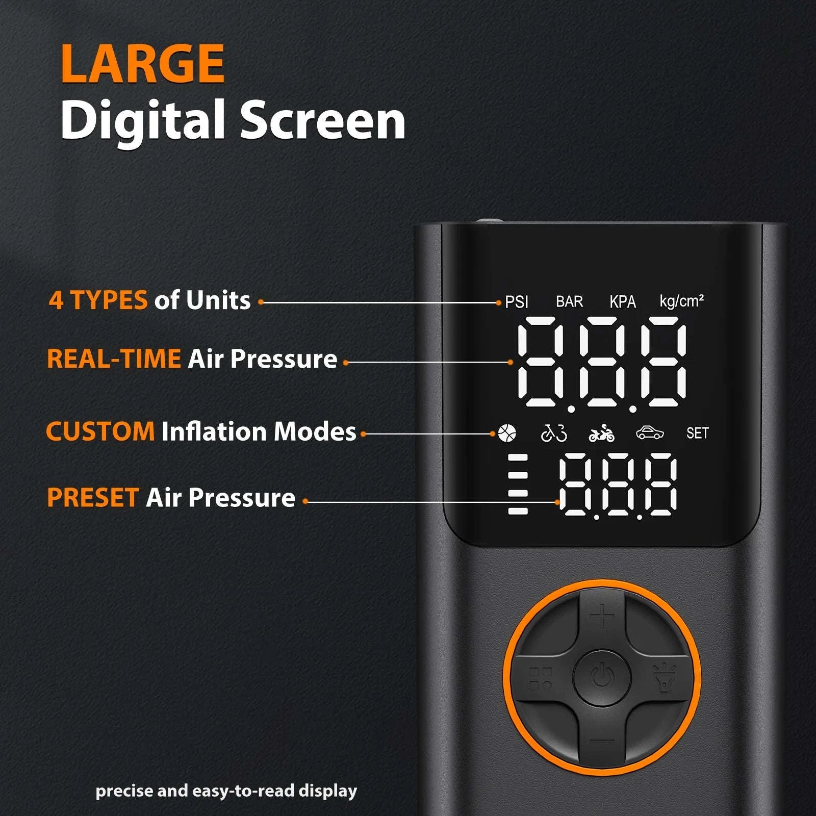 Portable 150PSI Tire Inflator Air Pump with Power Bank & LED Light-black / United States