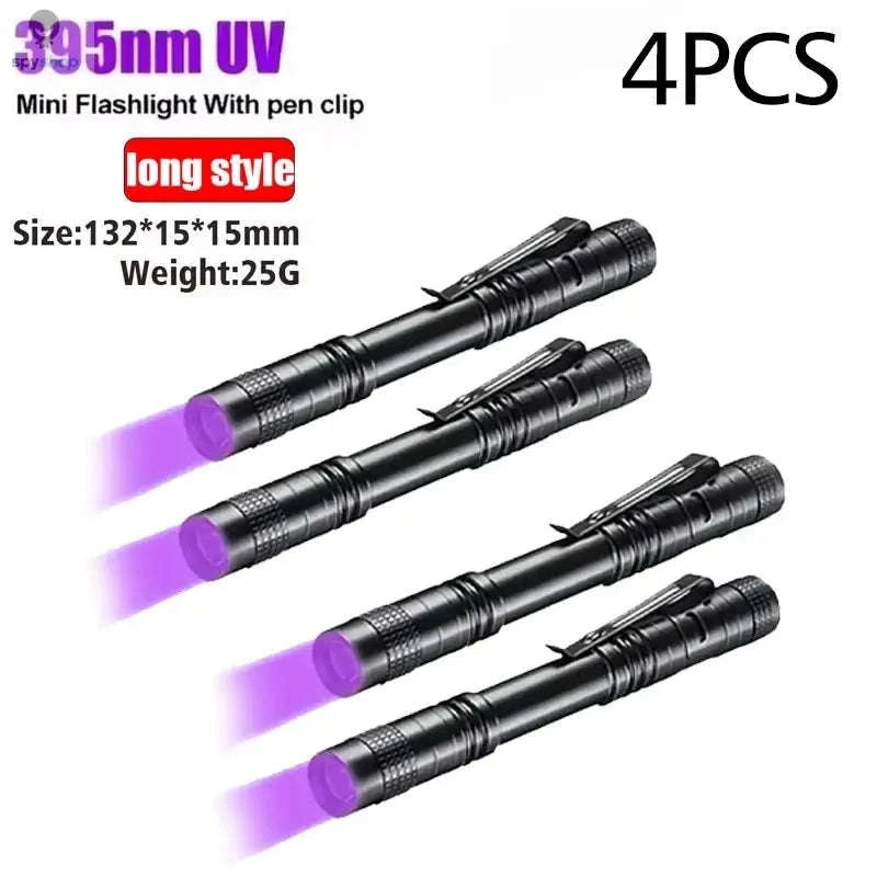 Portable 395nm UV Flashlight – High-Precision Detection & Pocket-Ready Design-Short-8PCS
