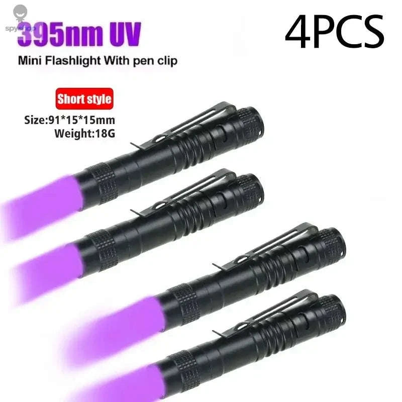 Portable 395nm UV Flashlight – High-Precision Detection & Pocket-Ready Design-Short-8PCS