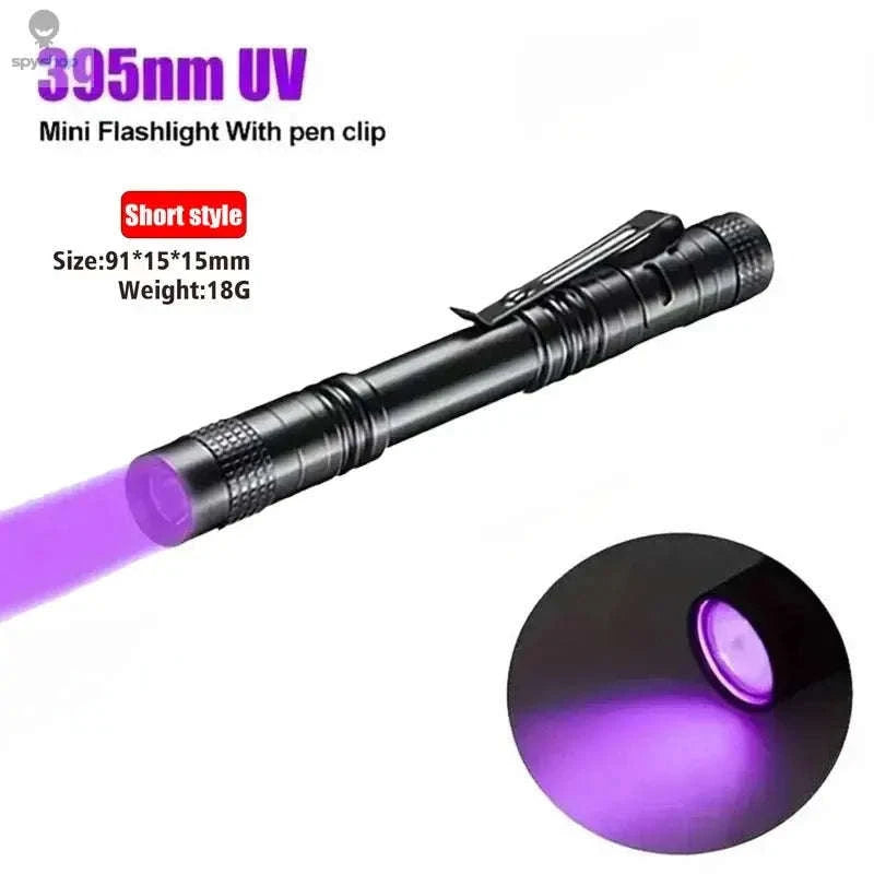 Portable 395nm UV Flashlight – High-Precision Detection & Pocket-Ready Design-Short-8PCS