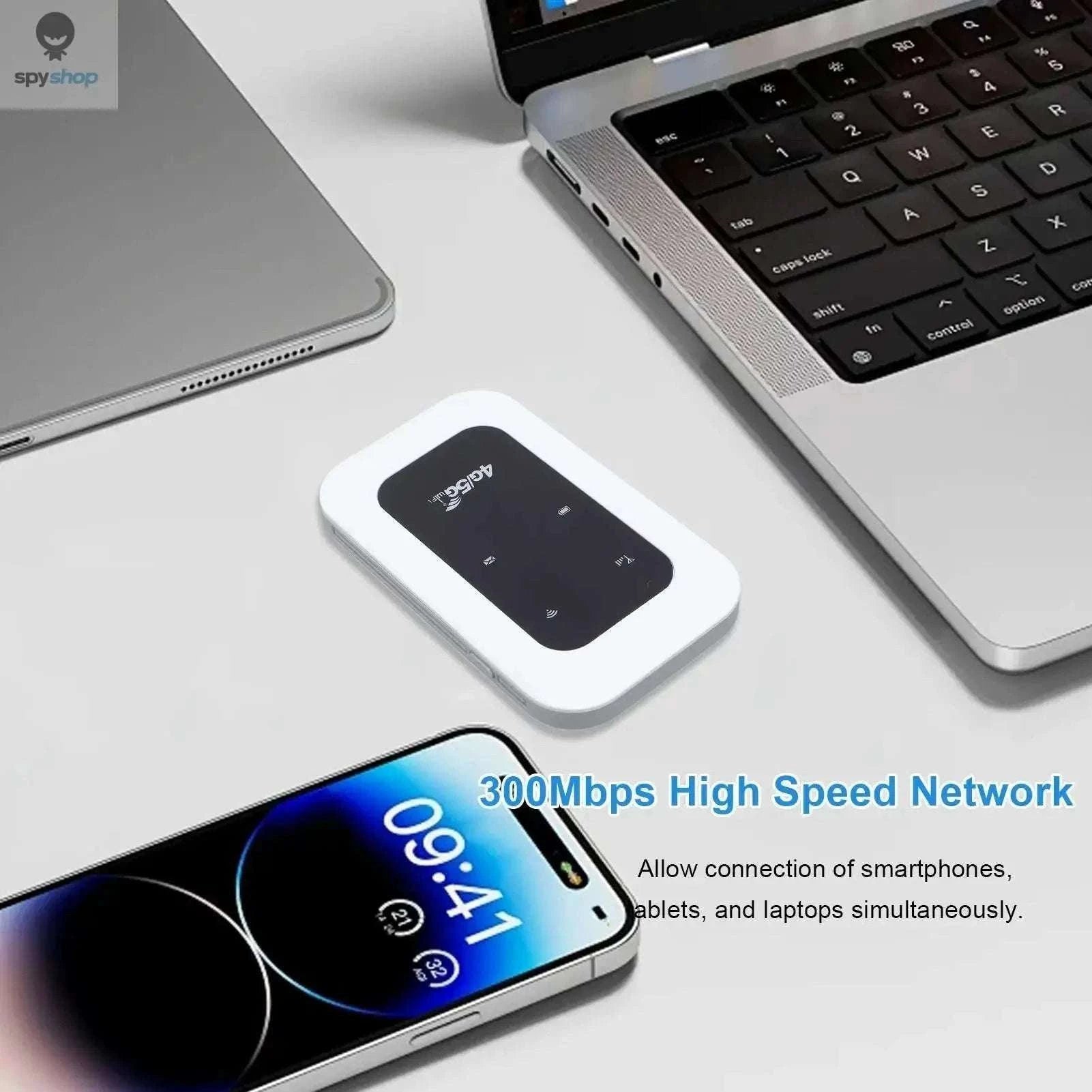 Portable 4G WiFi Hotspot Device – 300Mbps Travel Router for Reliable Mobile Internet-WHITE